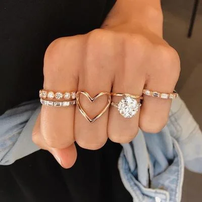 Women plus size clothing Alloy Letter Geometric Ring Sets Wholesale Cheap Jewelry-Nordswear