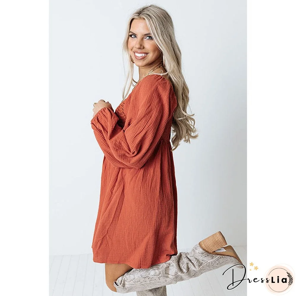 Knitted Square Collar Dress Women