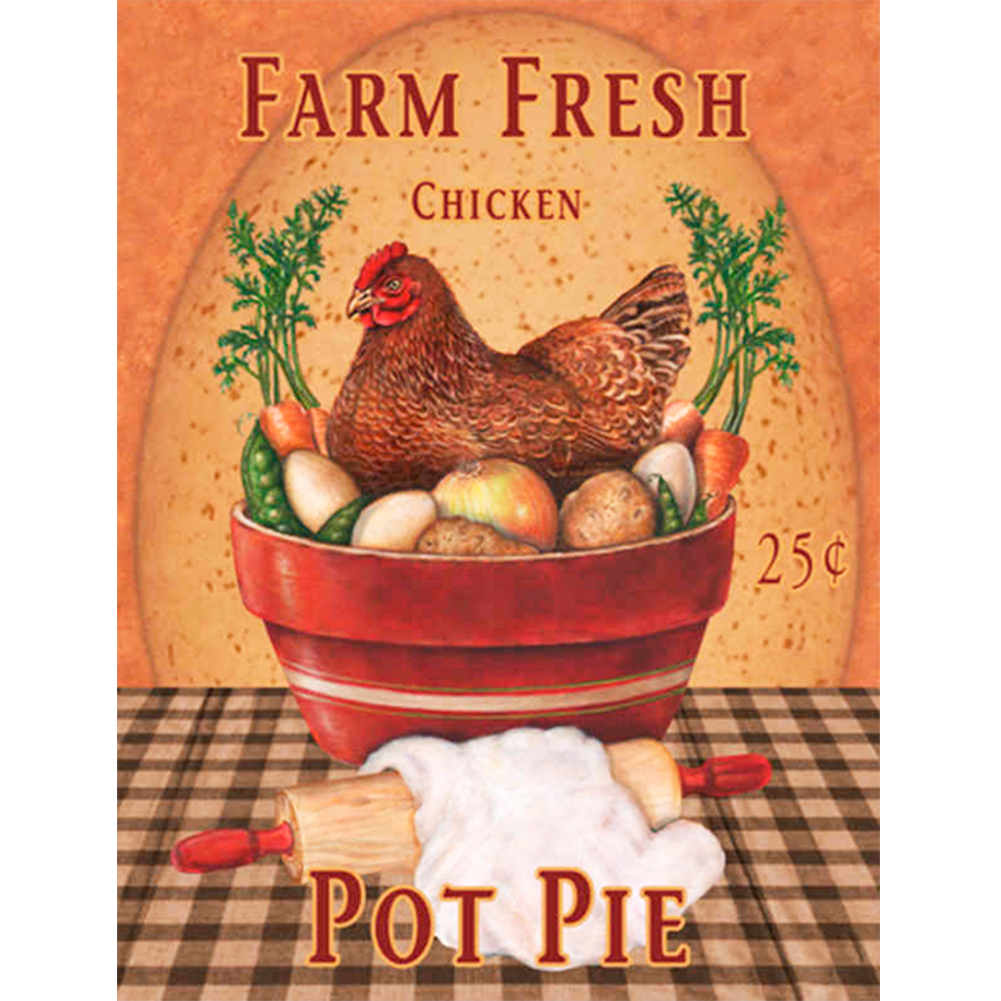 

Farm Fresh Chicken - Round Drill Diamond Painting - 30*40CM, 501 Original