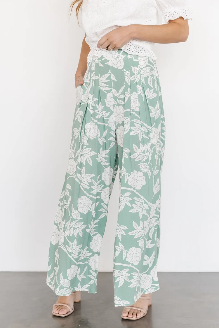Sorrento Wide Leg Pants | Sage Floral