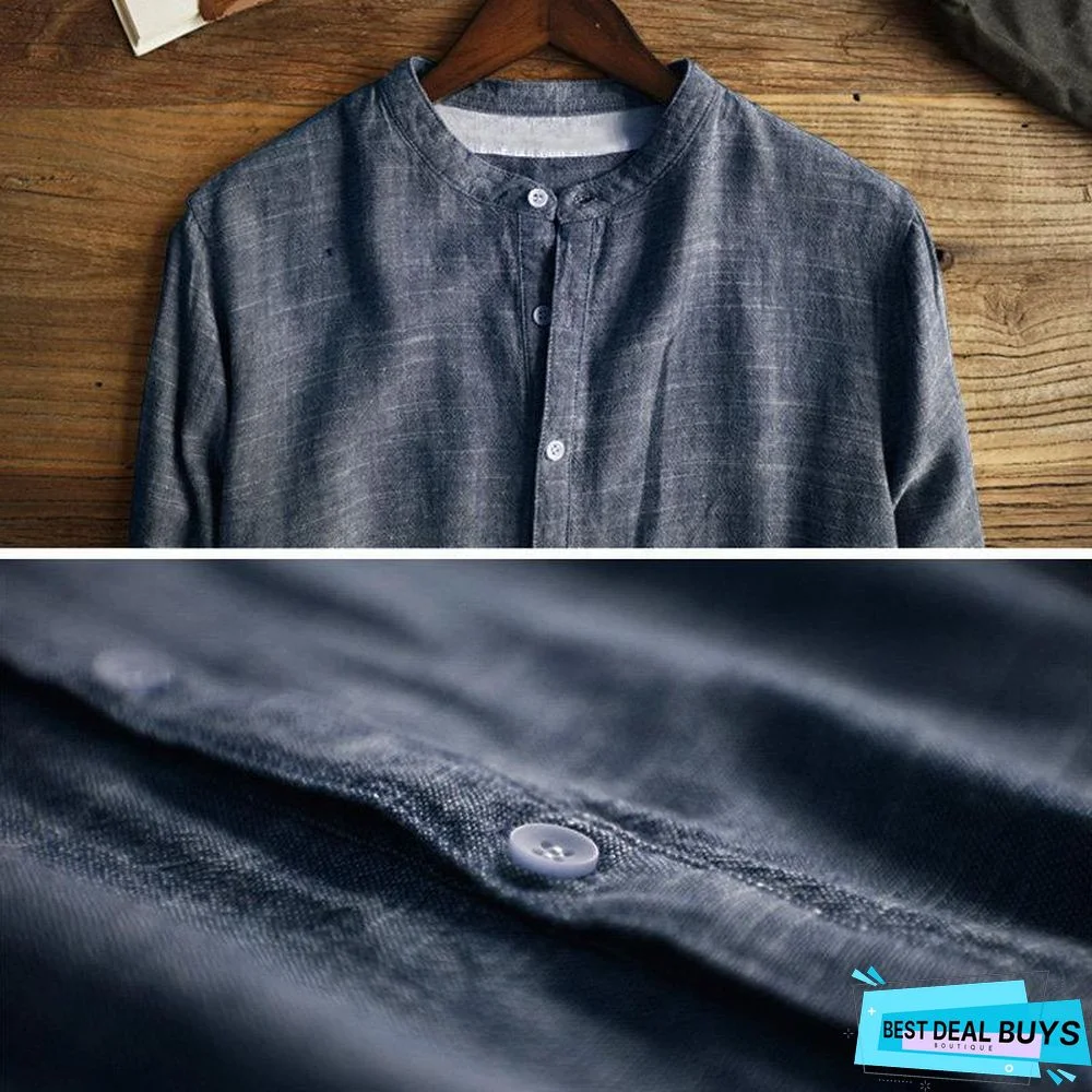 Solid Color Stand Collar Long Sleeve Loose Casual T-Shirt