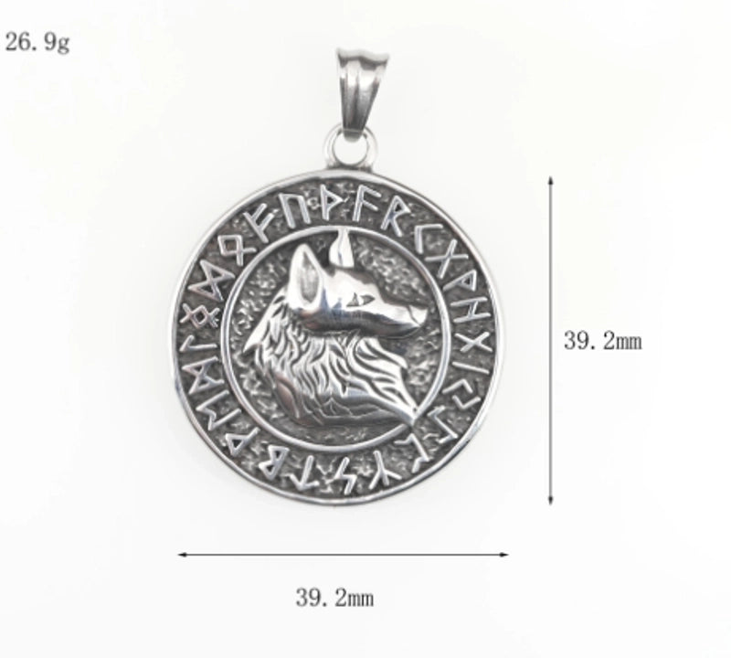 Retro Punk Wolf 304 Stainless Steel Carving Unisex