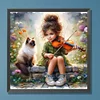 Diamond Painting-DIY Full Round Drill Girl Animal