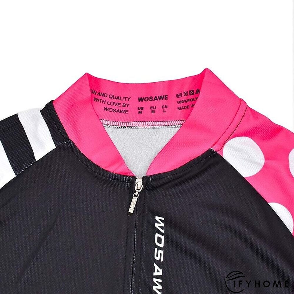 WOSAWE Women's Cycling Jersey Short Sleeve Bike Jersey Top with 3 Rear Pockets Mountain Bike MTB Road Bike Cycling Windproof Breathable Quick Dry Reflective Strips Black Green Red Patchwork Dot Sports | IFYHOME
