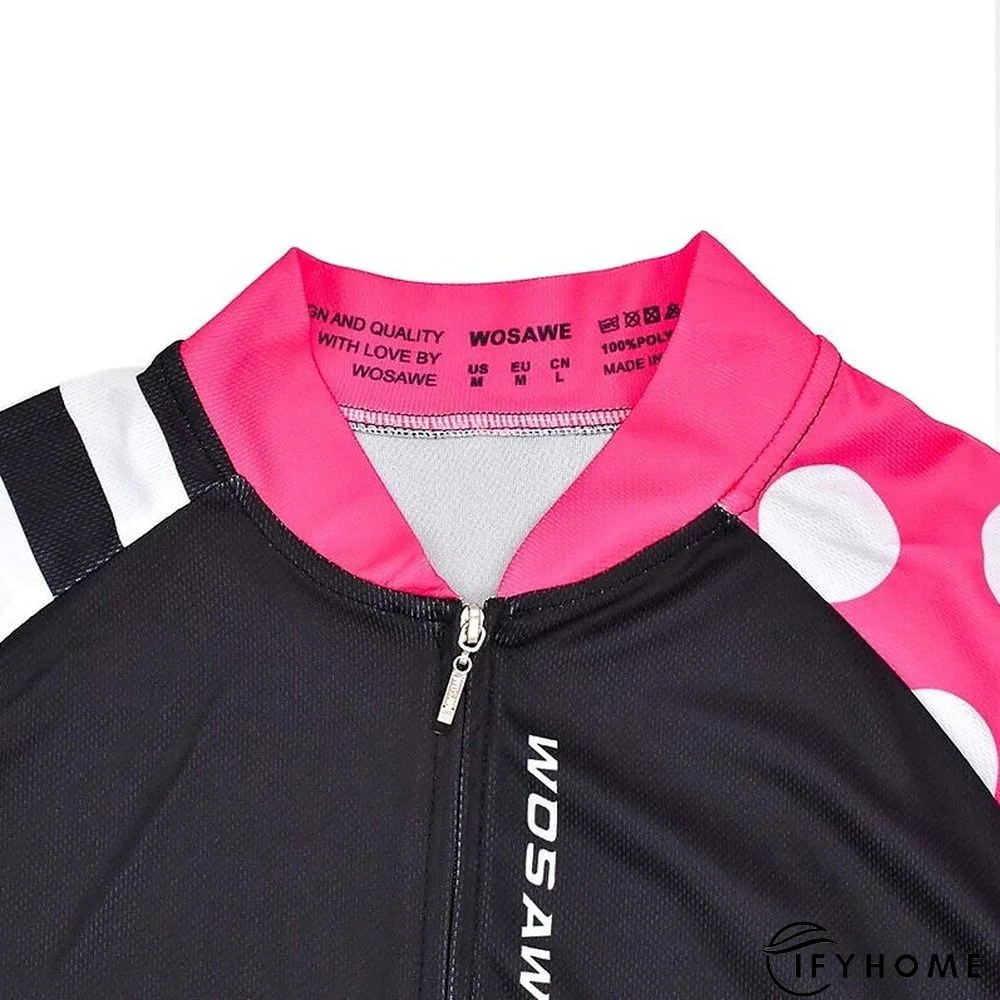 WOSAWE Women's Cycling Jersey Short Sleeve Bike Jersey Top with 3 Rear Pockets Mountain Bike MTB Road Bike Cycling Windproof Breathable Quick Dry Reflective Strips Black Green Red Patchwork Dot Sports | IFYHOME
