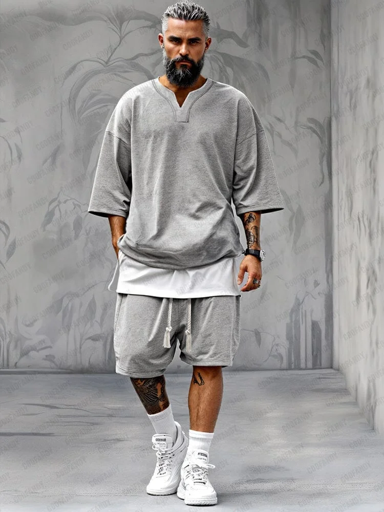 Fake Two-Piece T-shirt Shorts Set QueenFunky