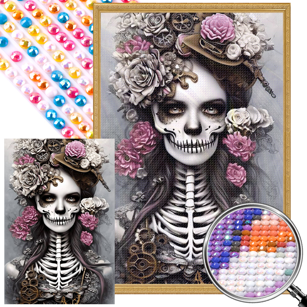Skeleton Girl 40*60cm(picture) full round drill diamond painting with 4 to 12 colors of AB drill
