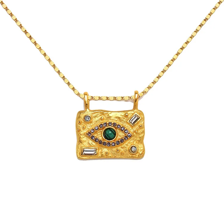 Olivenorma Natural Crystal Evil Eye Amulet Pendant Necklace
