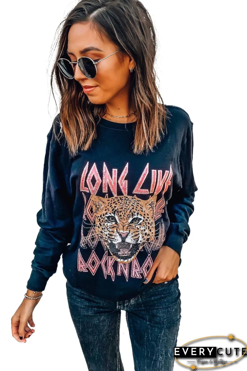 Letters and Tiger Graphic Sweatshirt