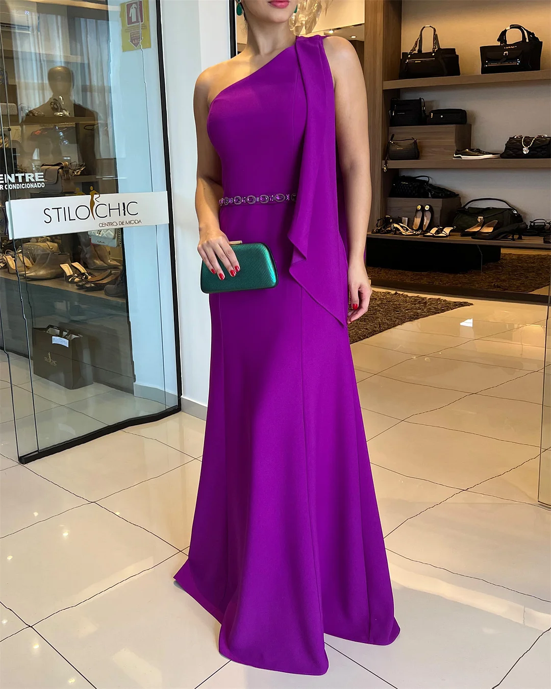 Women's Purple Sleeveless Prom Dress
