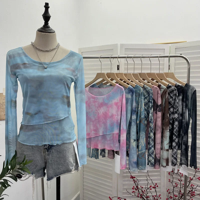 Nigikala Nigikala Sunscreen Mesh Yarn Women 2025 Summer New Long-Sleeved T-Shirt 6920