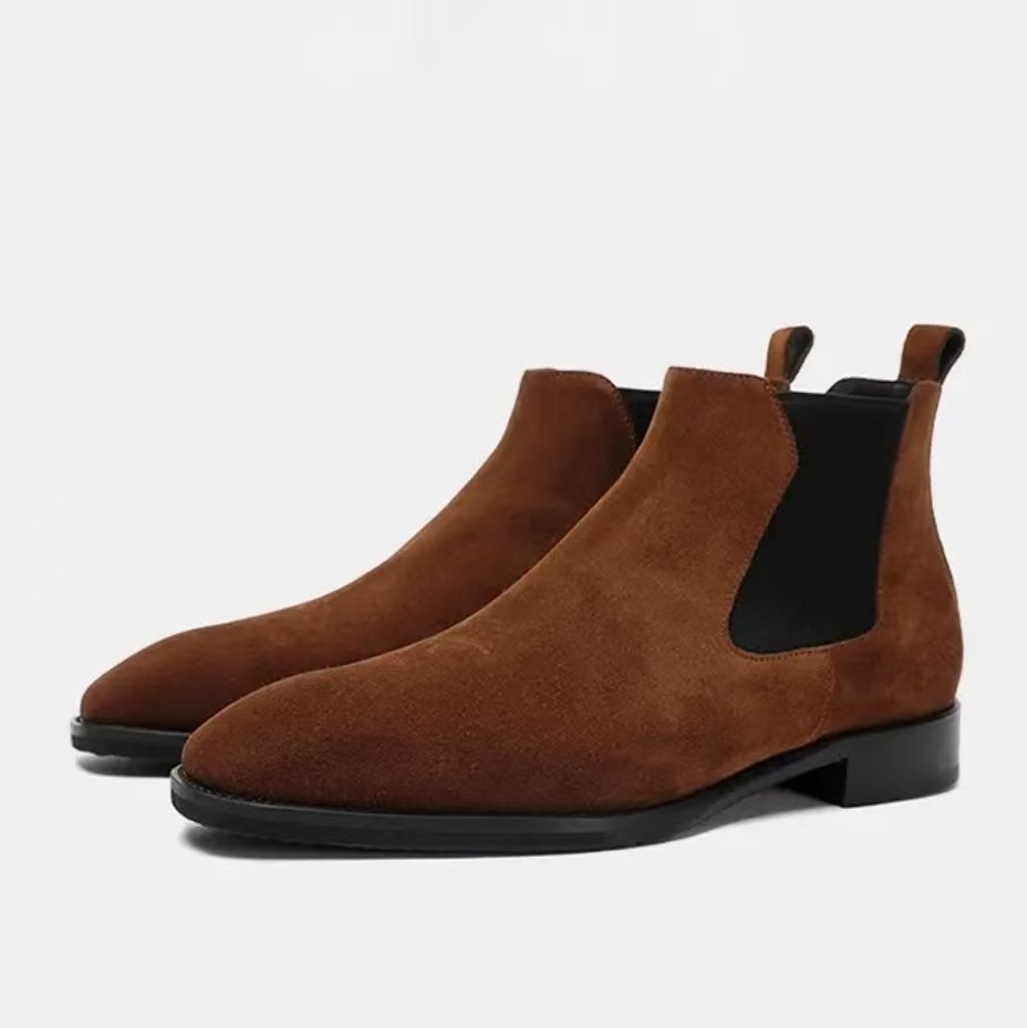 NJ213  Suede Calf-Skin Chelsea Boots For Men GOOCCIO   
