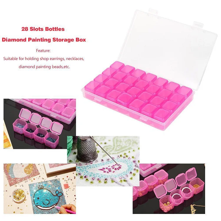 28 Grids Jewelry Box Diamond Embroidery Crystal Bead Organizer Storage Case