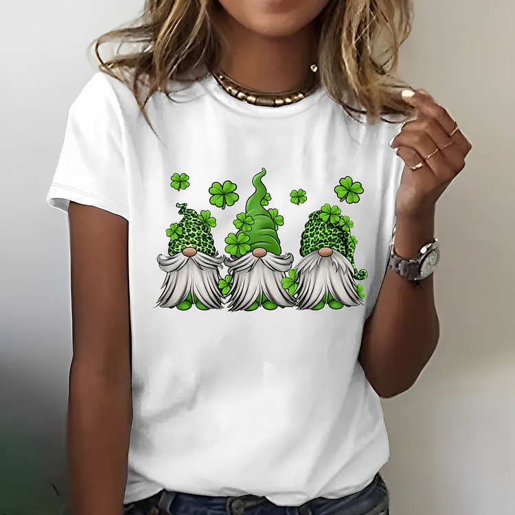 St. Patrick's Gnomes Print T-shirt