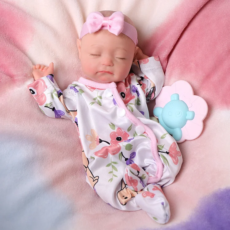 Babeside Connie 12" Full Silicone Reborn Baby Girl Sleeping Lovely Pink Flower Sweet
