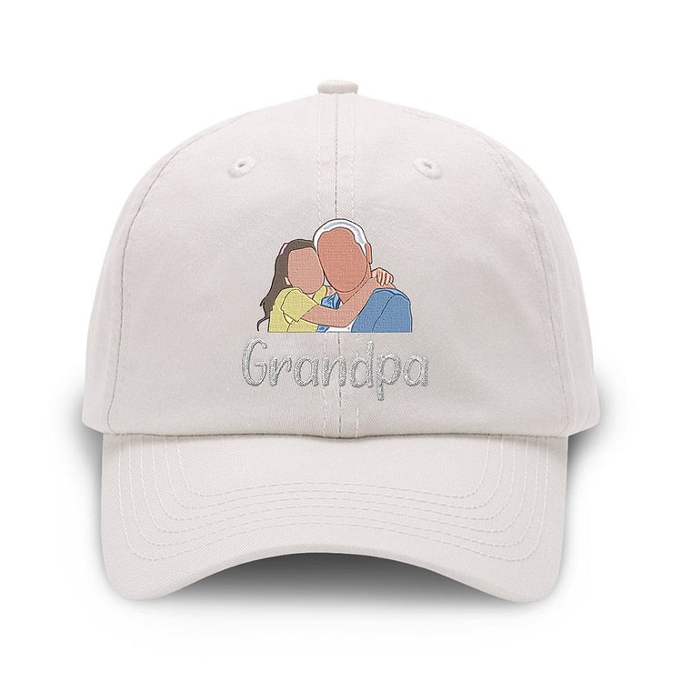 Custom 2D Photo - Personalized Grandpa Embroidered Classic Cap For Father's Day Gift