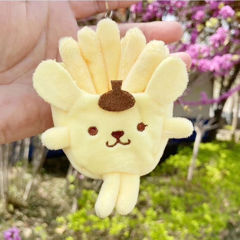 3 Pieces Cute Novelty Toast Hamburger Hot Dog Pp Cotton Plush Unisex Bag Pendant Keychain