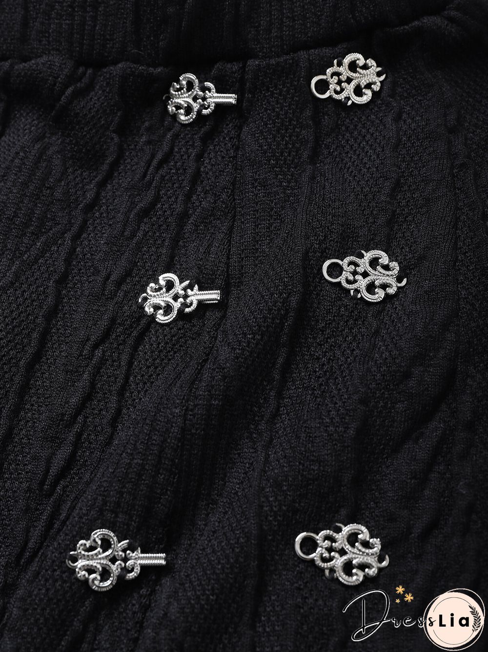 Metal Decor Asymmetrical Hem Knit Mini Skirt