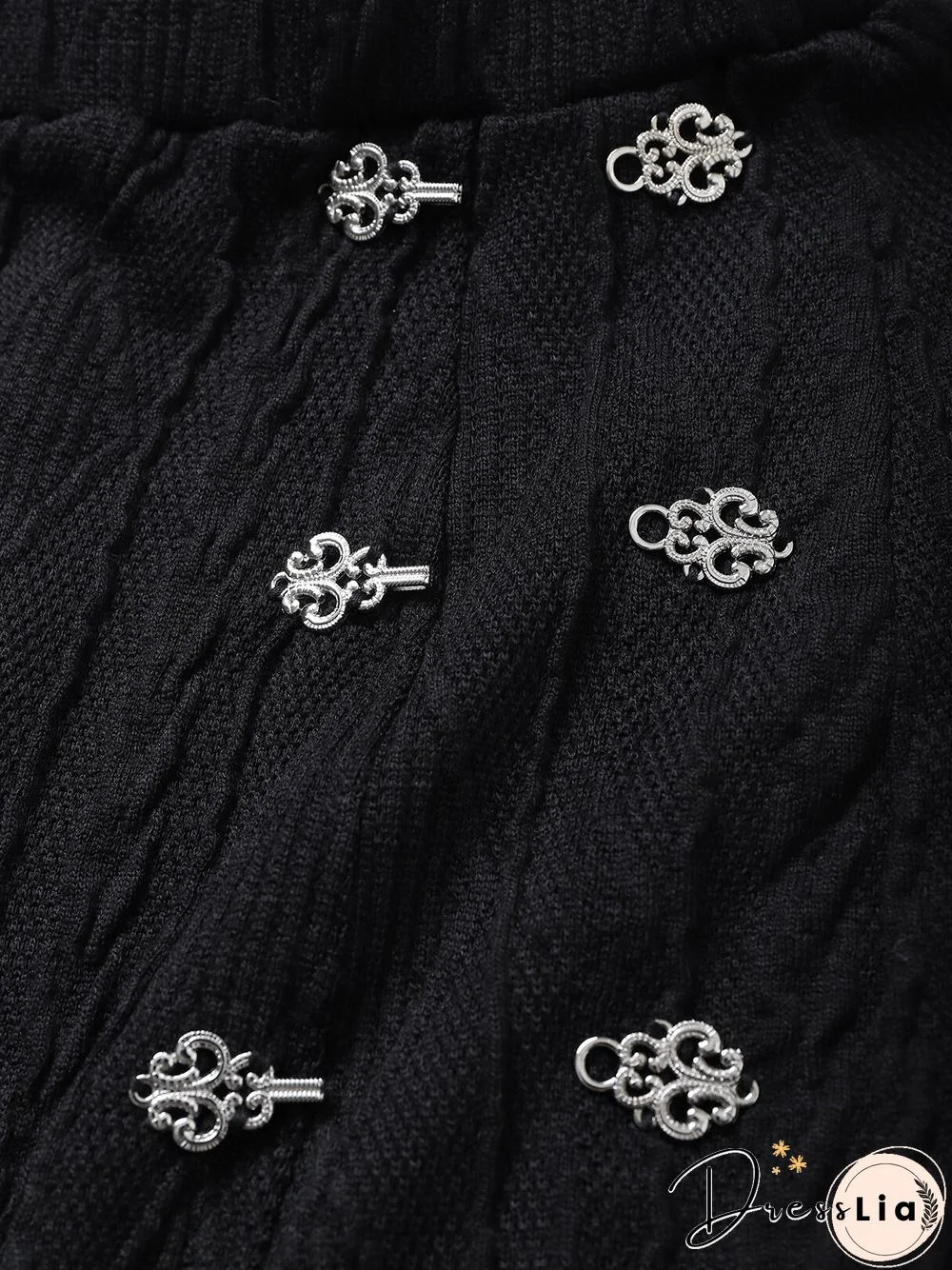 Metal Decor Asymmetrical Hem Knit Mini Skirt