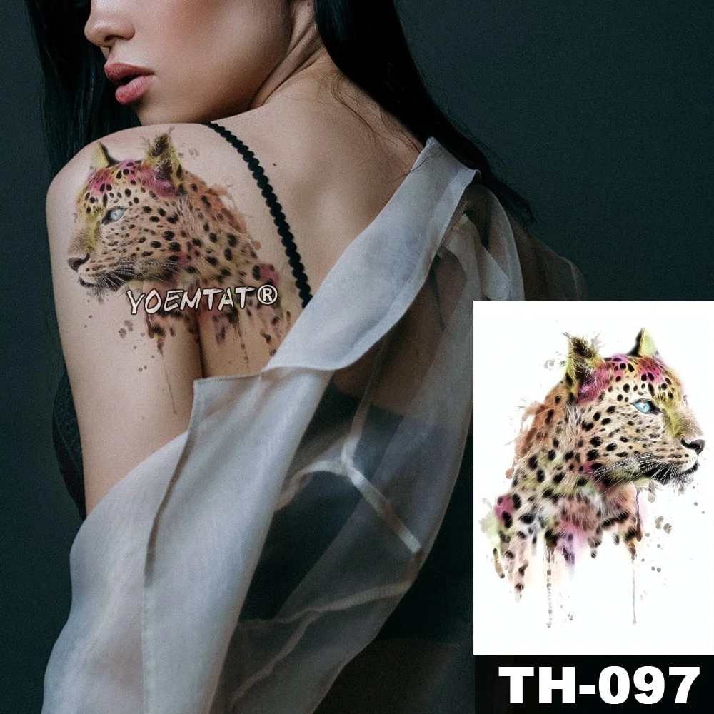 Waterproof Temporary Tattoo Stickers Rose Flowers Leaves Colorful Flash Tatto Sexy Arm Neck Body Art Fake Tattoos For Women Men