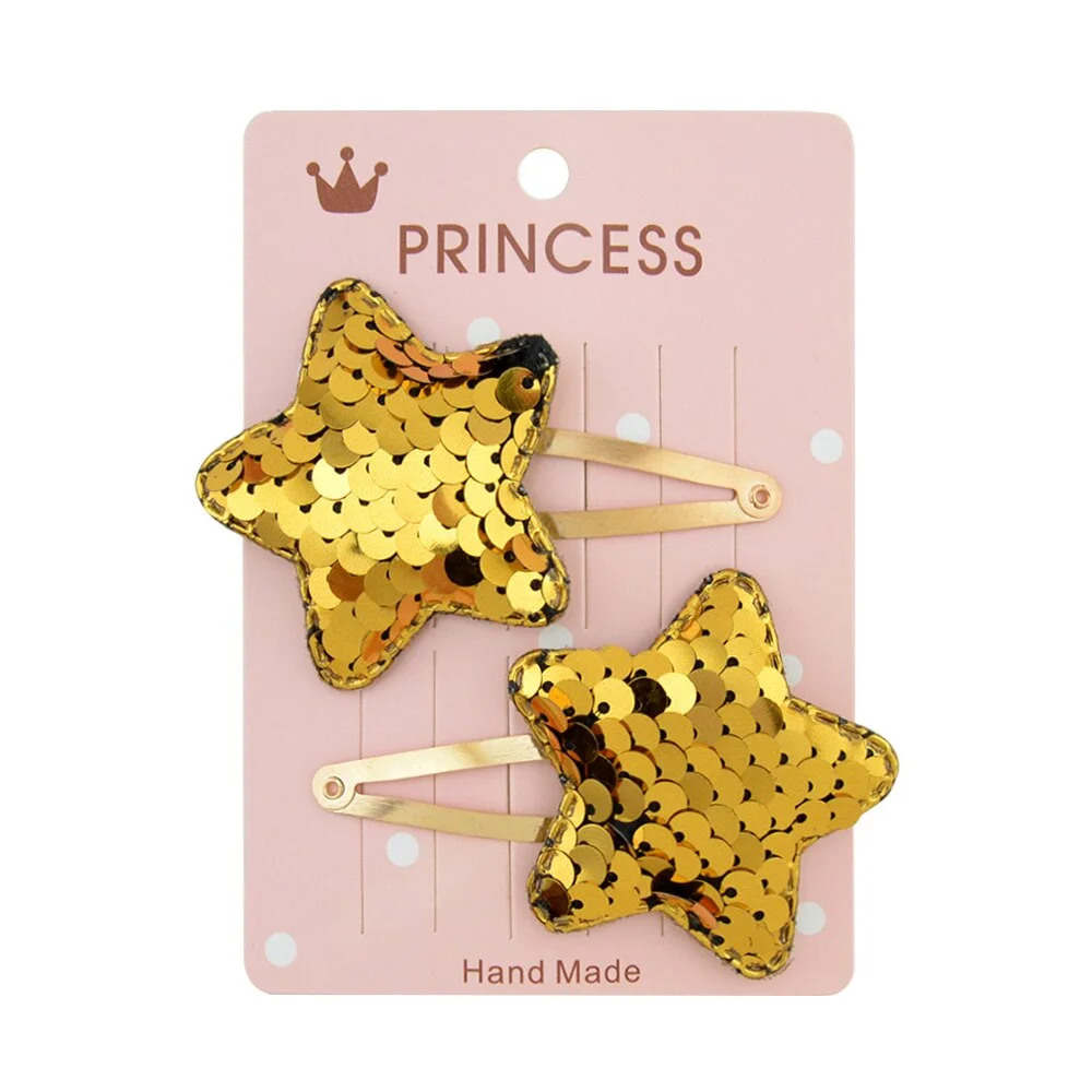 2Pcs/set Sequins Cartoon Love Heart Crown Hair Clips for Girls Handmade Boutique Hairpins Baby Clips Kids Hair Accessories 035