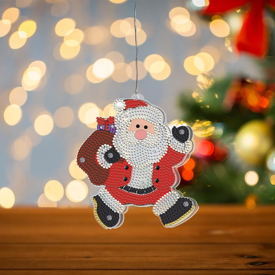 5D Christmas Diamond Painting Hanging Light Festive Rhinestone Lamp Pendant