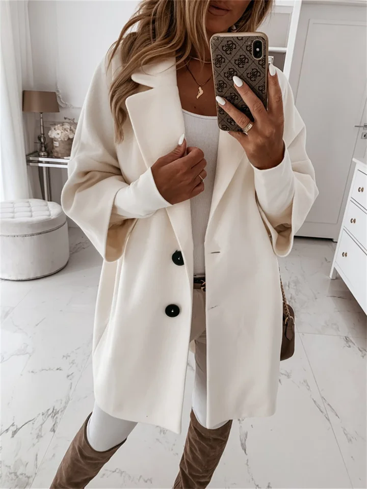 Seven-sleeve Single-breasted Lapel Pocket Solid Color Coat