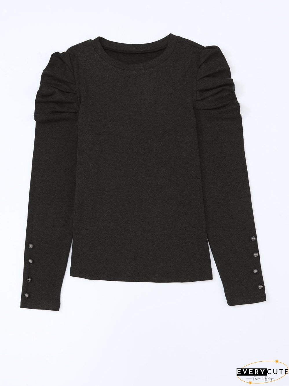Chic Black Button Accent Sheath Top