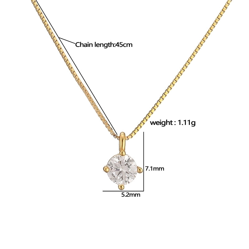 925 Sterling Silver Plated Zircon Round Pendant Necklace