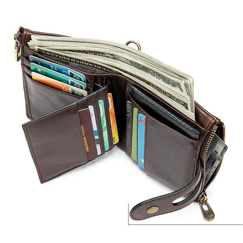 Mens Anti-Theft Multipockets Vintage Leather Wallets