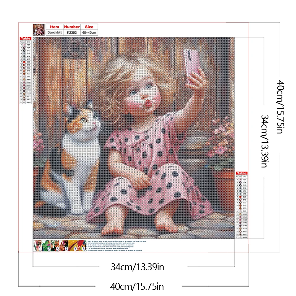 Diamond Painting - Full Round Drill - Cat Girl(Canvas|40*40cm)