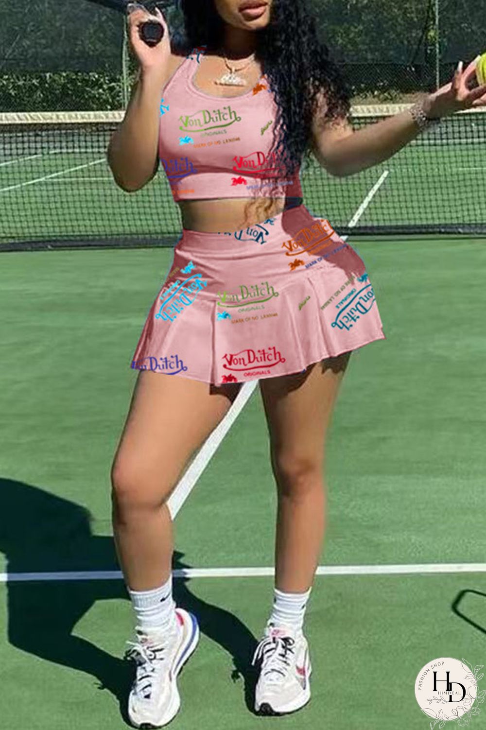 White Casual Letter Print Patchwork U Neck Sleeveless Two Pieces