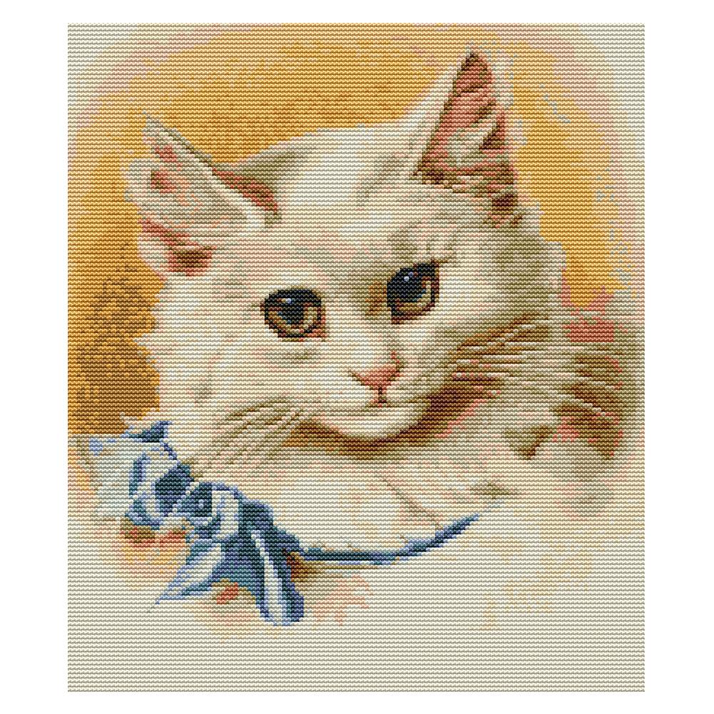

Cat with bow tie - 14CT Stamped Cross Stitch - 31*35cm, 501 Original