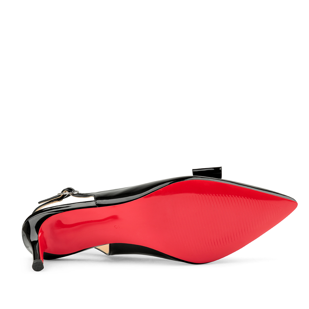 65mm Women's Pointed Toe Kitten Heel Slingback Pumps for Wedding Red Bottom Patent Heels-MERUMOTE