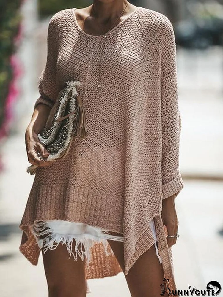 Loose Solid Color Pullover Sweater