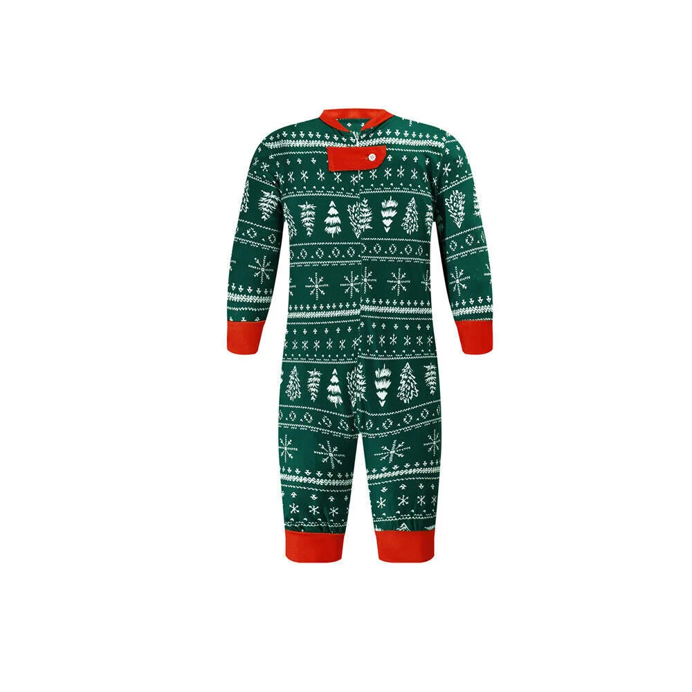 Green Christmas Tree Patterned Family Matching Pajamas Sets(with Pet Dog Clothes)