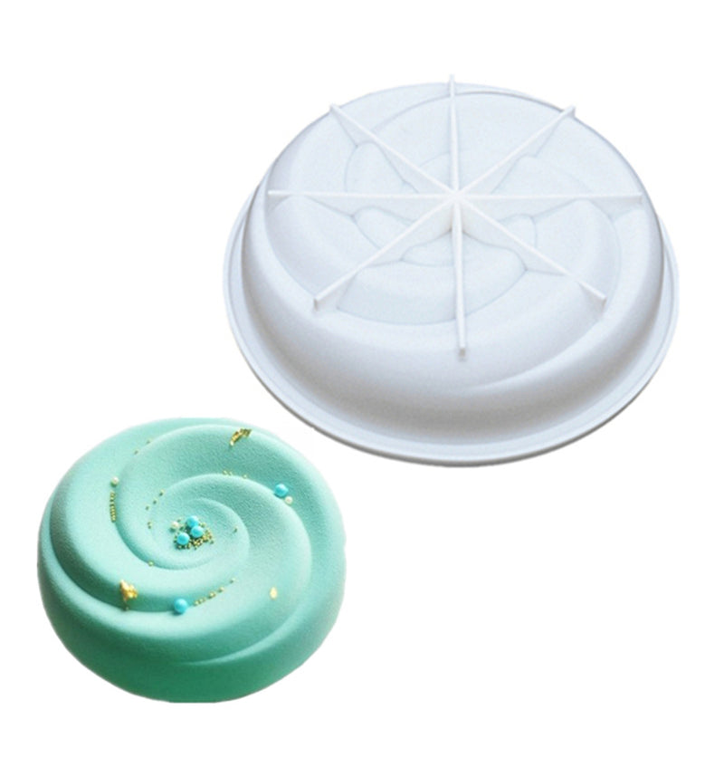 3D Spiral Round Silicone Mousse Chocolate Truffle Cake Mould