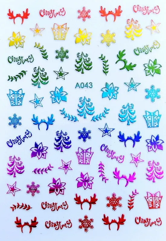 Merry Christmas Nail Art Decals Decoration Self Adhesive Nail Art Stickers Manicure Design White Snow Sticker for Nail Design-Nail Inspo