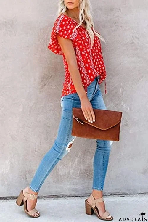 V Neck Loose Blouse