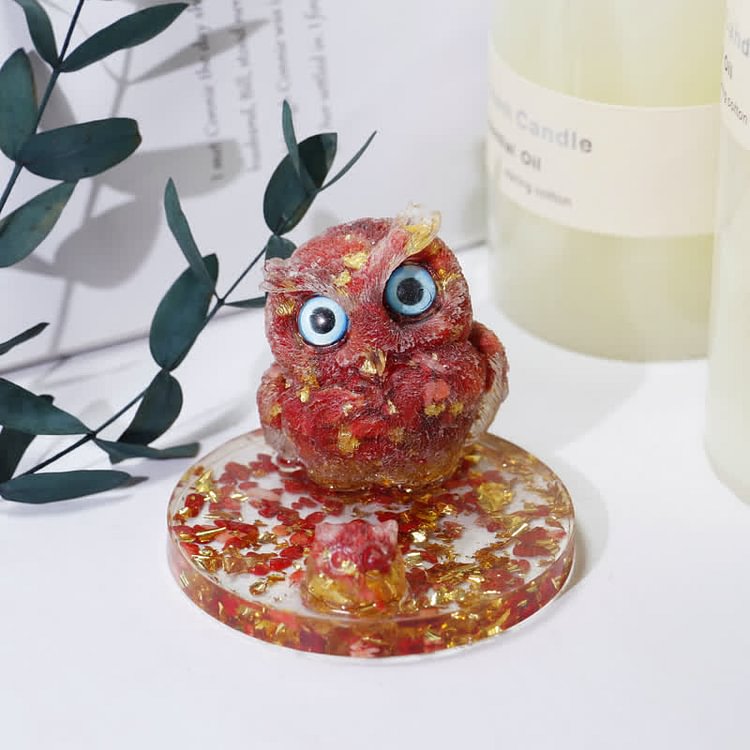 Olivenorma Natural Crystal Owl Phone Holder Decoration-Red Agate