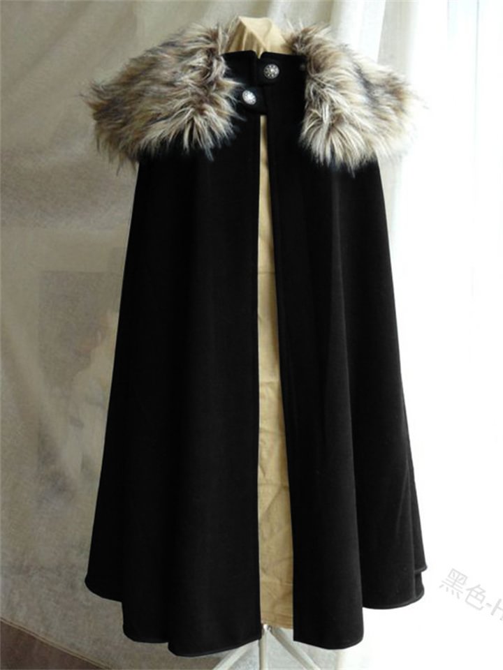 Men's Winter Jacket Winter Coat Cloak / Capes Daily Hooded Punk & Gothic Jacket Outerwear Solid Colored Black Blue Brown / Long Sleeve / Long -vasmok