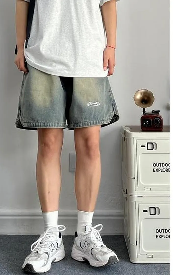 Relaxed Fit Denim Short Sleeve Shirt Men's Summer Top