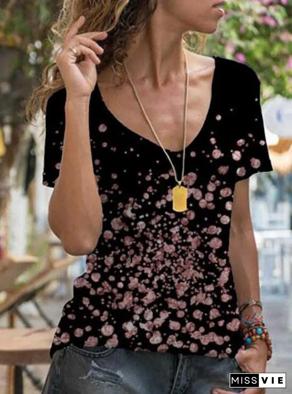 Casual Cotton-Blend Short Sleeve T-shirt