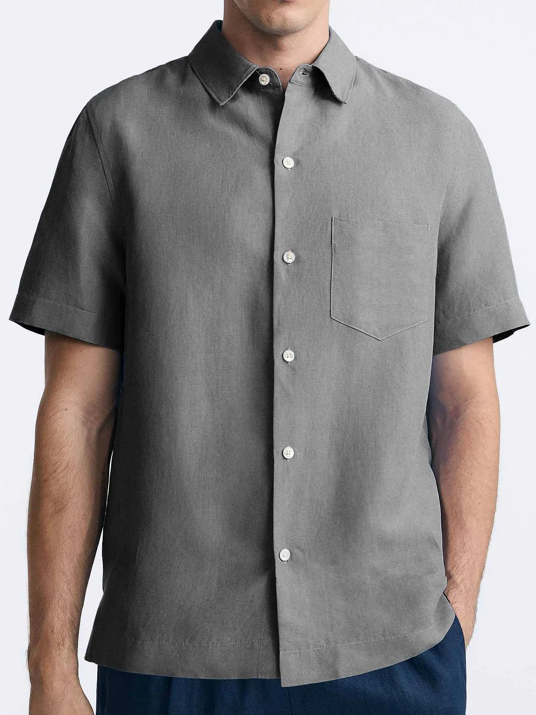 Men's Casual Fashion Comfortable Lapel Short Sleeve Pocket Shirt