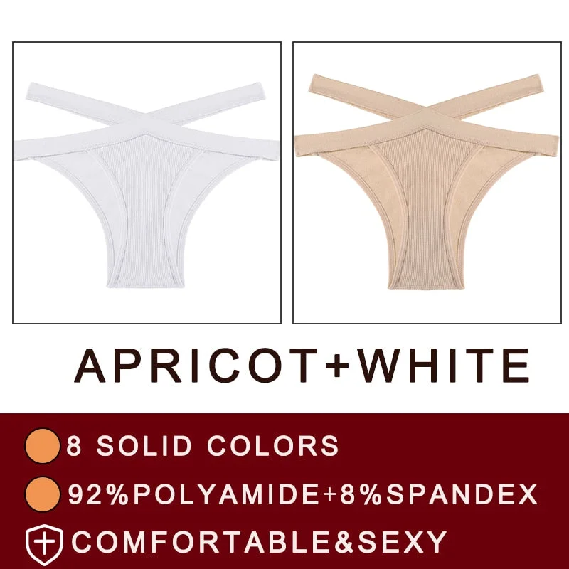 2PCS/Set Cross Waist Strap Women Panties Seamless Underwear Sexy Panties Lingerie Underpants Briefs Solid Color Female Pantys
