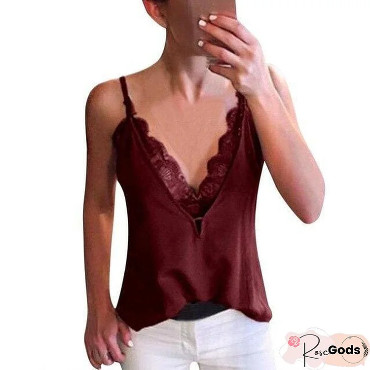 Lace Patchwork Strappy Sleeveless Camis Vest