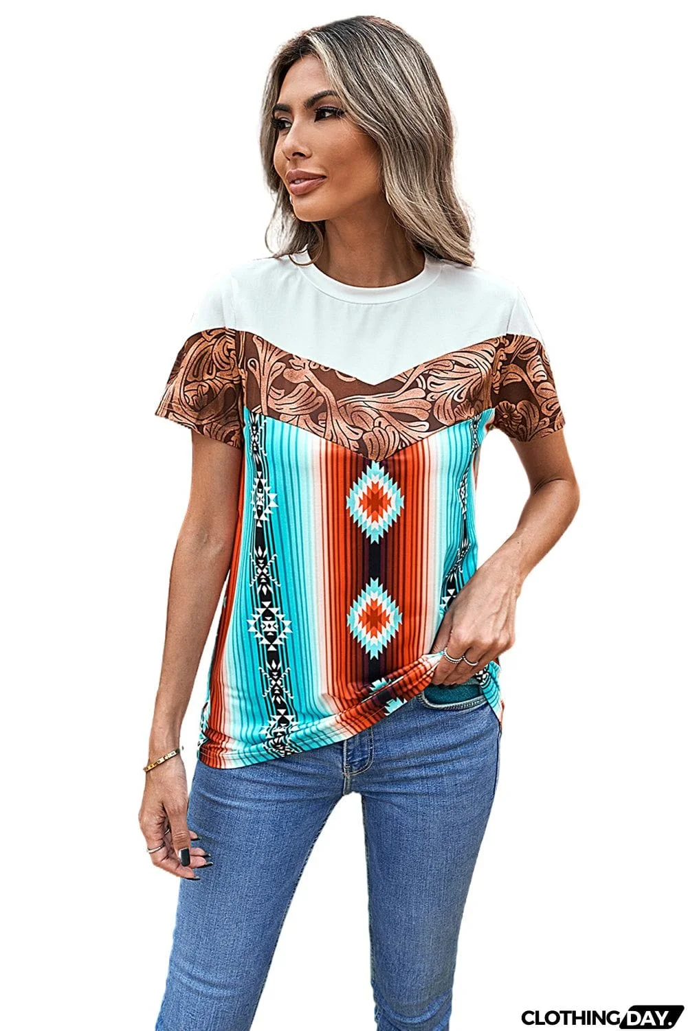 Western Tribal Fashion Crew Neck T-shirt