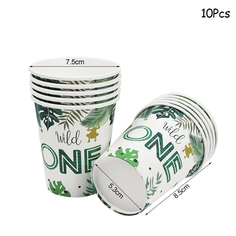 Wild One Disposable Party Tableware Safari Jungle Birthday Party Decoration Kids Disposable Paper Plate Cup Baby Shower Supplies