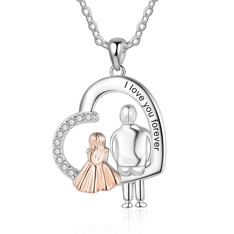 Father and Daughter Heart Necklace I Love You Forever Gift for Her