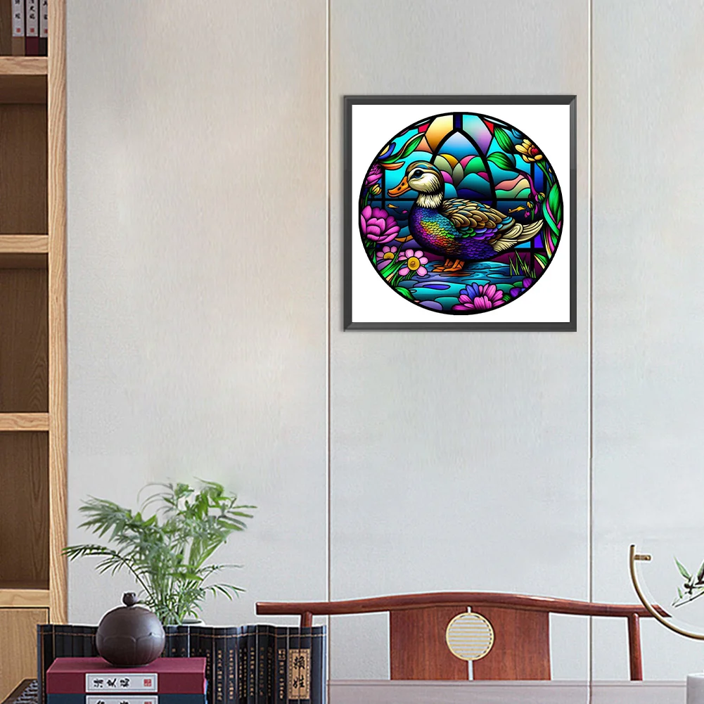 Diamond Painting - Full Round Drill - Stained Glass Duck(Canvas|30*30cm)